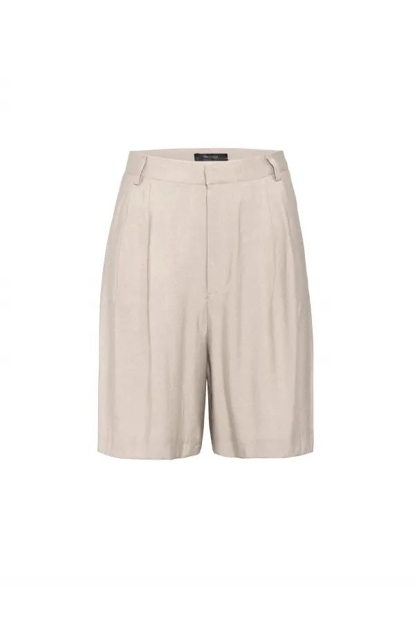 Antioch Bej Pilili Kadın Bermuda Şort