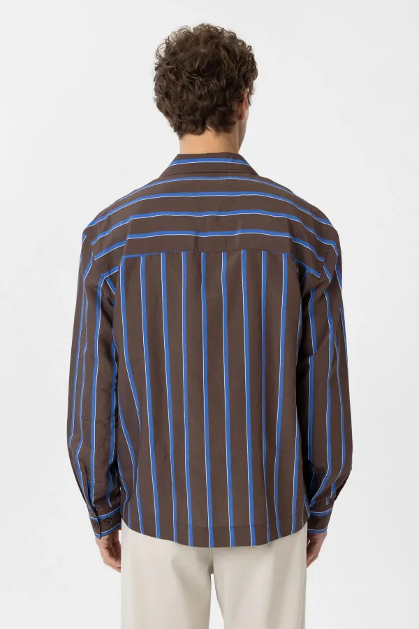 Antioch Coffee Relax Fit Striped Men's Shirt