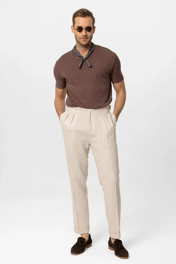 Antioch Açık Kahve V Yaka Basic Erkek T-Shirt