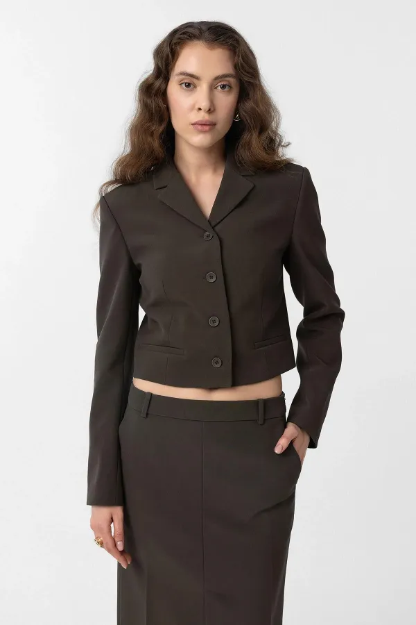 Antioch Khaki Crop Women's Blazer Jacket