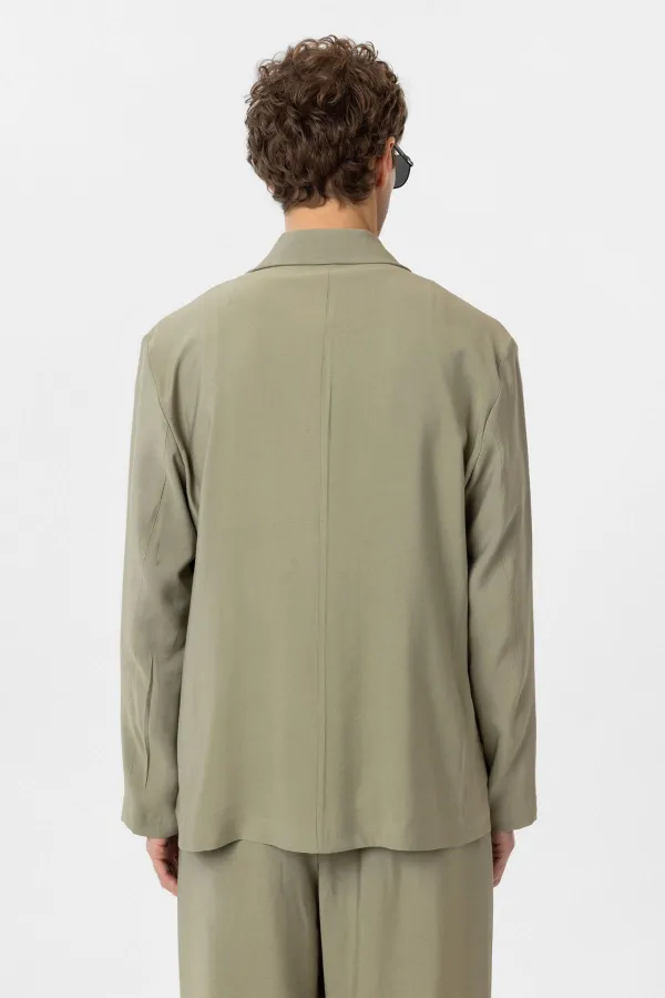 Antioch Haki Relax Fit Diagonel İnce Erkek Blazer Ceket