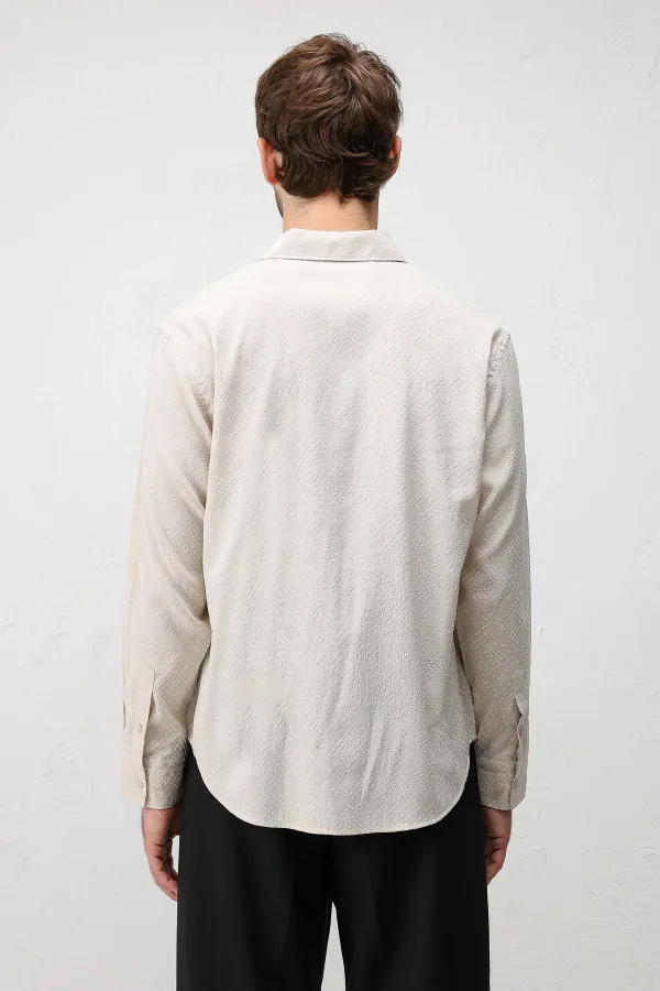 Antioch Stone Modal Blend Textured Men's Shirt