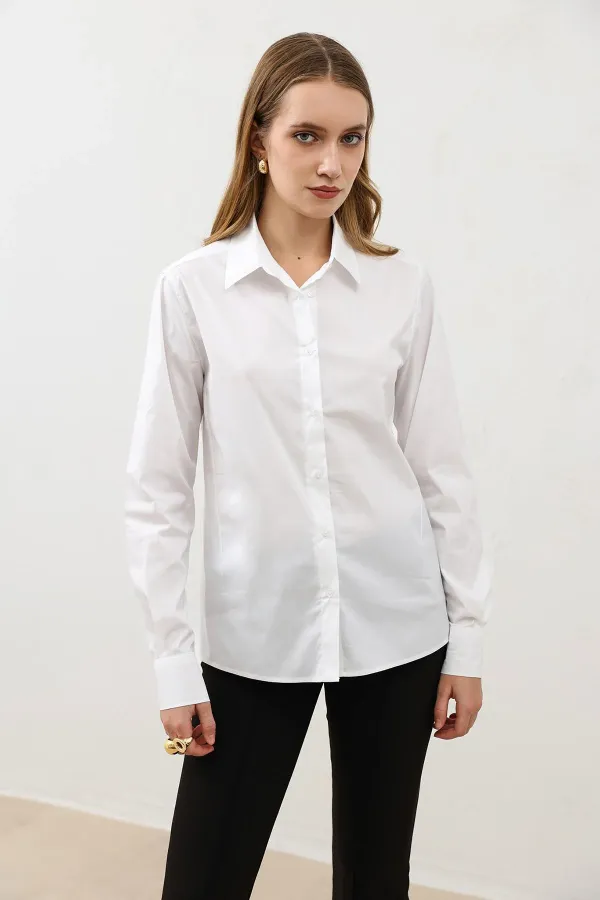 Chemise Antioch blanche basique coupe slim pour femme