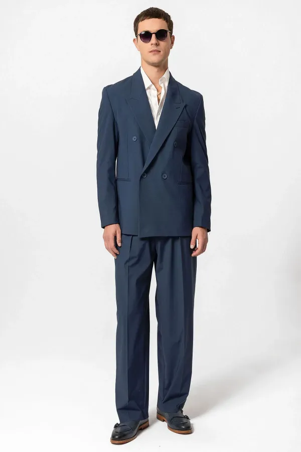 Antioch Indigo Single Button Double-Breasted Men's Blazer Jacket