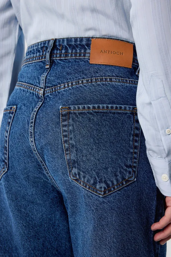 Jean Antioch Navy taille haute coupe classique pour homme