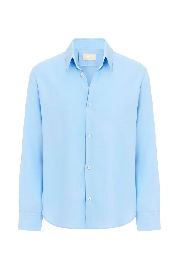 Antioch Blue Relax Fit Linen Blend Men's Shirt