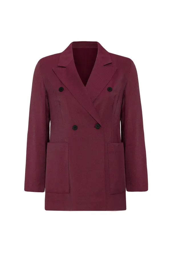 Antioch Bordo Kruvaze Kadın Blazer Ceket