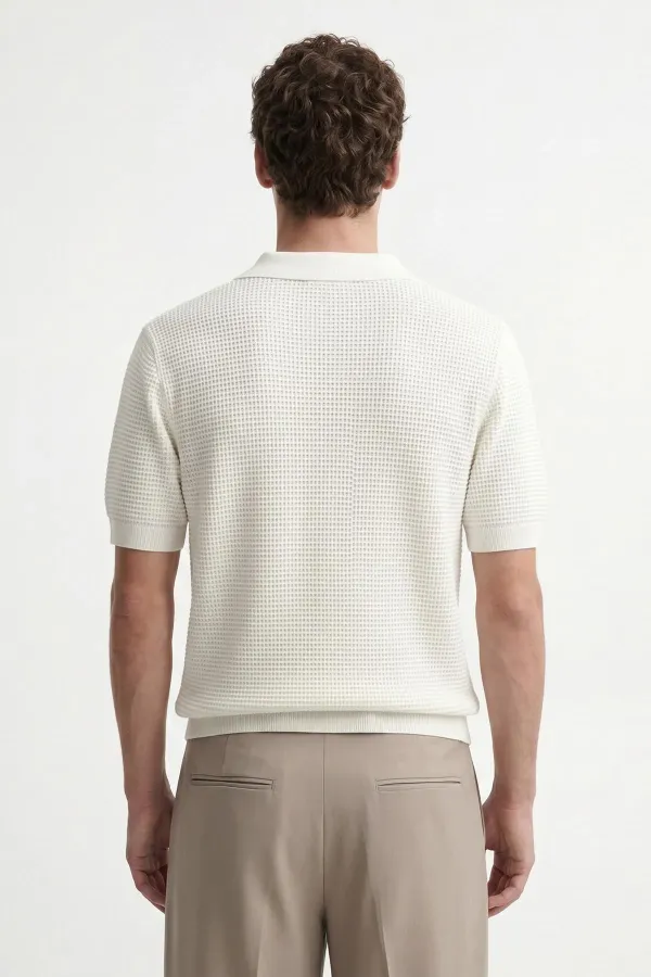 Antioch Ekru Dokulu Polo Yaka Erkek T-Shirt