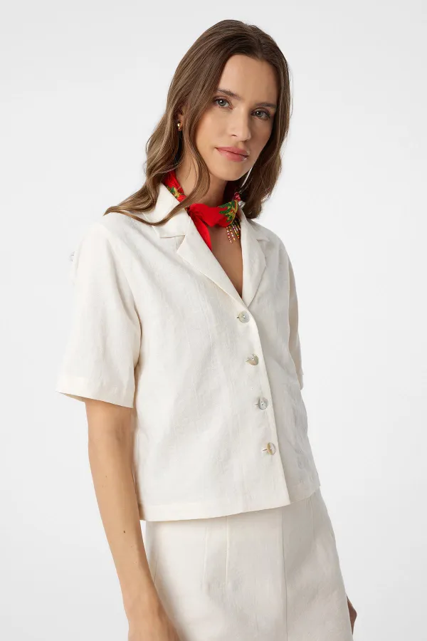 Antioch Ekru Gömlek Şort Kadın Takım