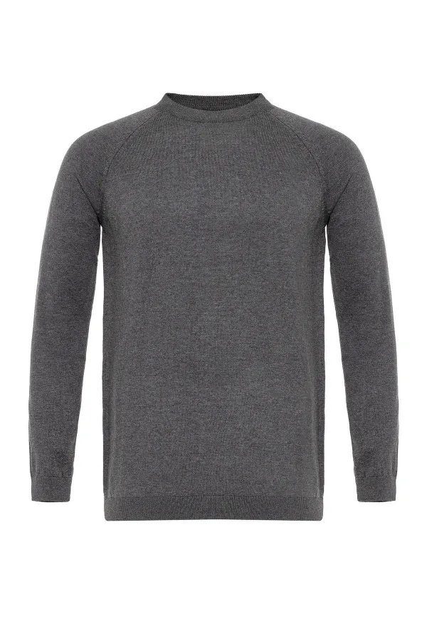 Pull en maille Antioch gris fumé à col rond et coupe ajustée
