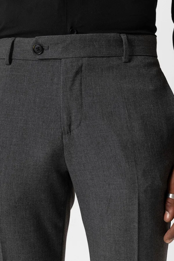 Antioch Gri Regular Fit Duble Paça Erkek Pantolon