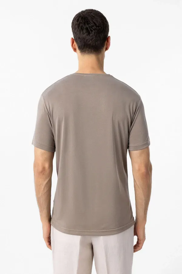 Antioch Bej Regular Fit Modal Teknik Kumaş Erkek T-Shirt