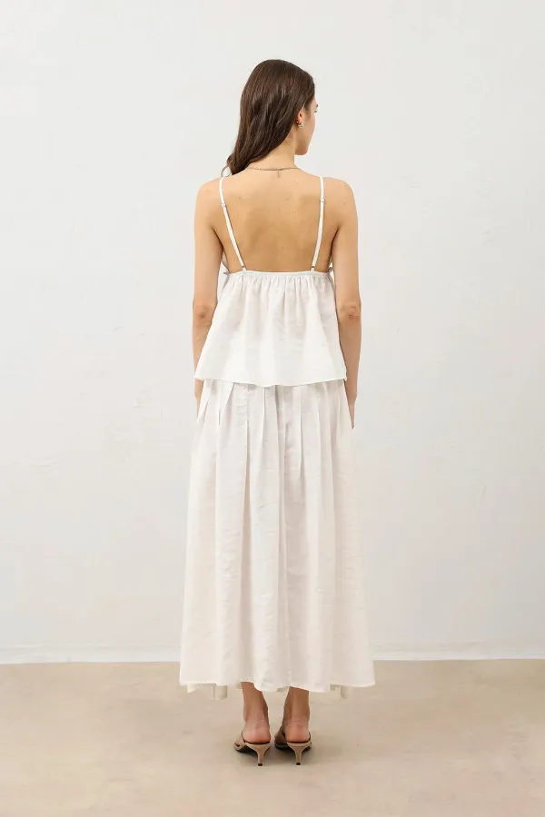 Jupe drapée blanc cassé Antioch pour femme