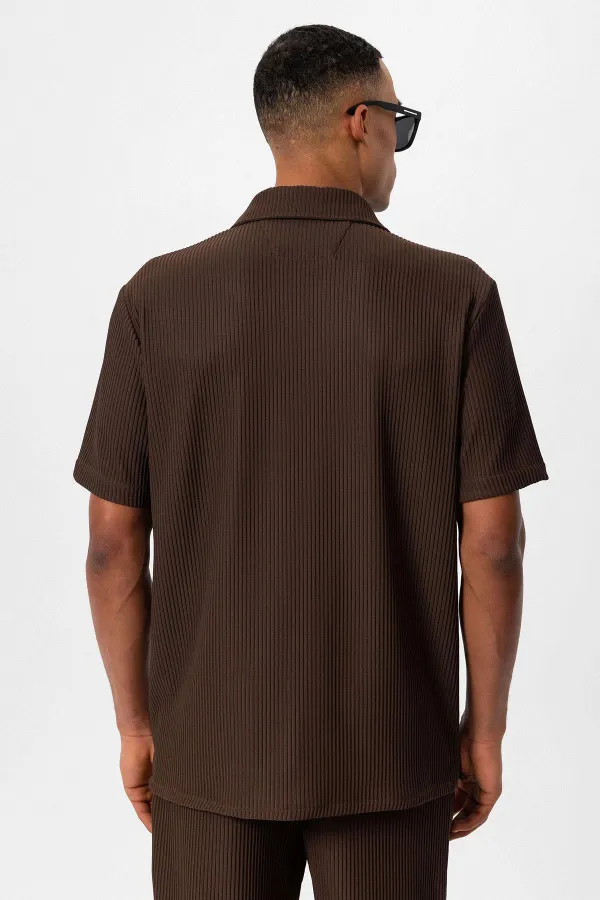 Chemise à manches courtes côtelée Antioch Coffee pour homme