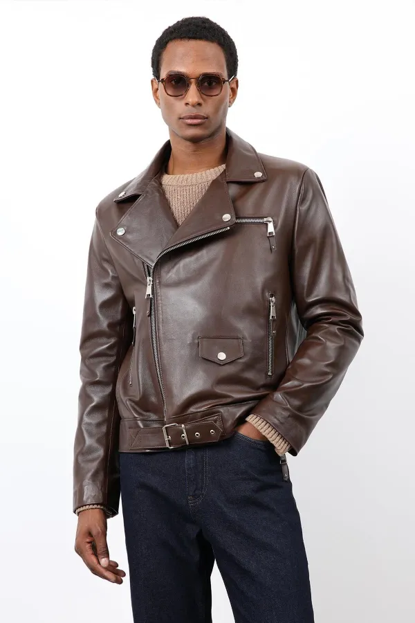 Veste de motard Antioch Coffee 100% cuir