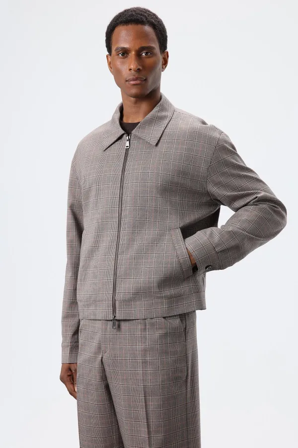 Antioch Kahve Ekoseli Mevsimlik Erkek Mont