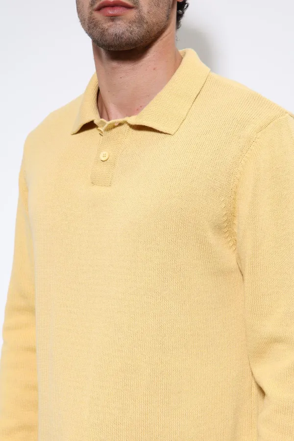 Pull basique pour homme Antioch jaune à col polo