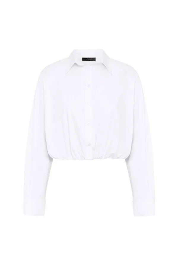 Antioch White Crop Poplin Women's Shirt