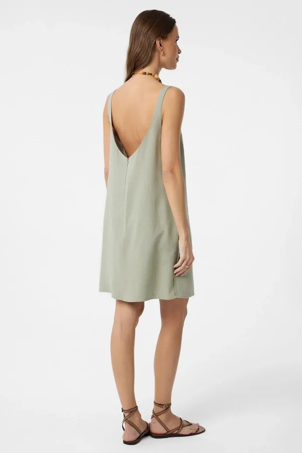 Robe courte Antioch en lin mélangé kaki pour femme