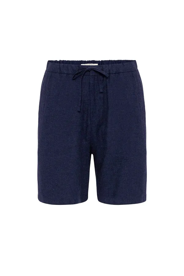 Short pour homme Antioch en lin mélangé bleu marine
