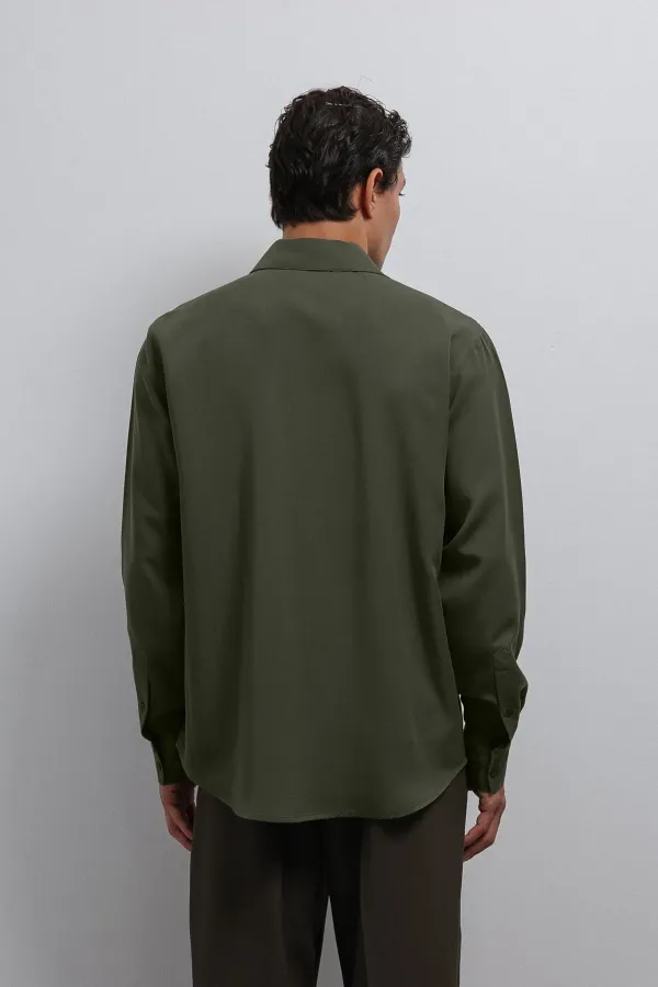 Antioch Dark Khaki Technical Regular Fit Men's Shirt