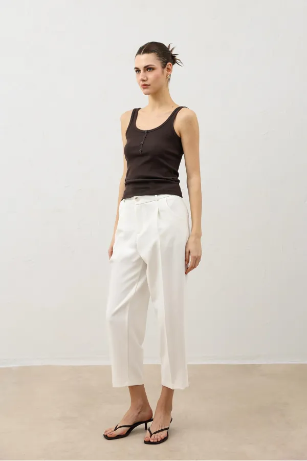 Antioch Beyaz Pensli Kadın Pantolon