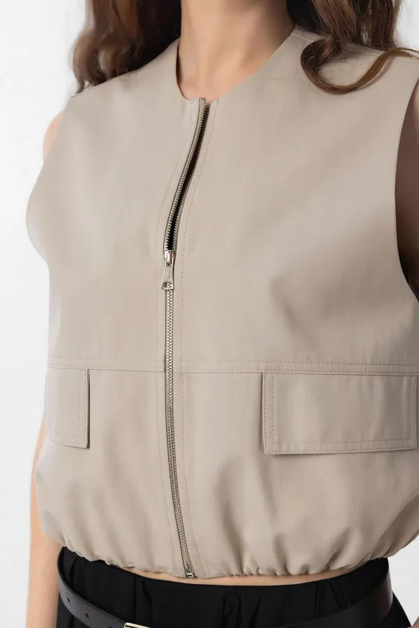 Antioch Bej Oversize Kadın Yelek