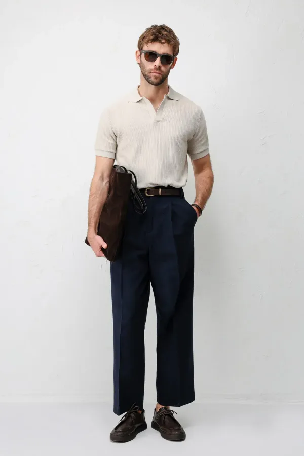 T-shirt en maille texturée haut de gamme Antioch Stone pour homme