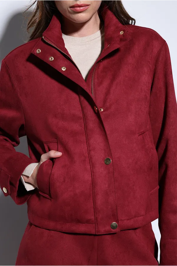 Veste bomber en daim bordeaux Antioch