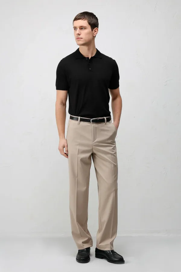 T-shirt en maille pour homme Antioch Black Comfort Slim à col polo