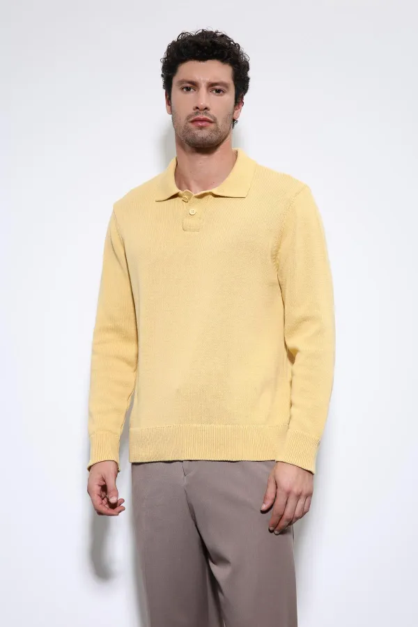 Pull basique pour homme Antioch jaune à col polo