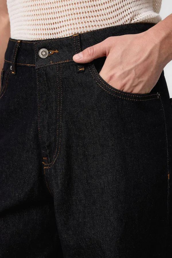 Antioch Siyah Yüksek Bel Relaxed Fit Erkek Kot Pantolon