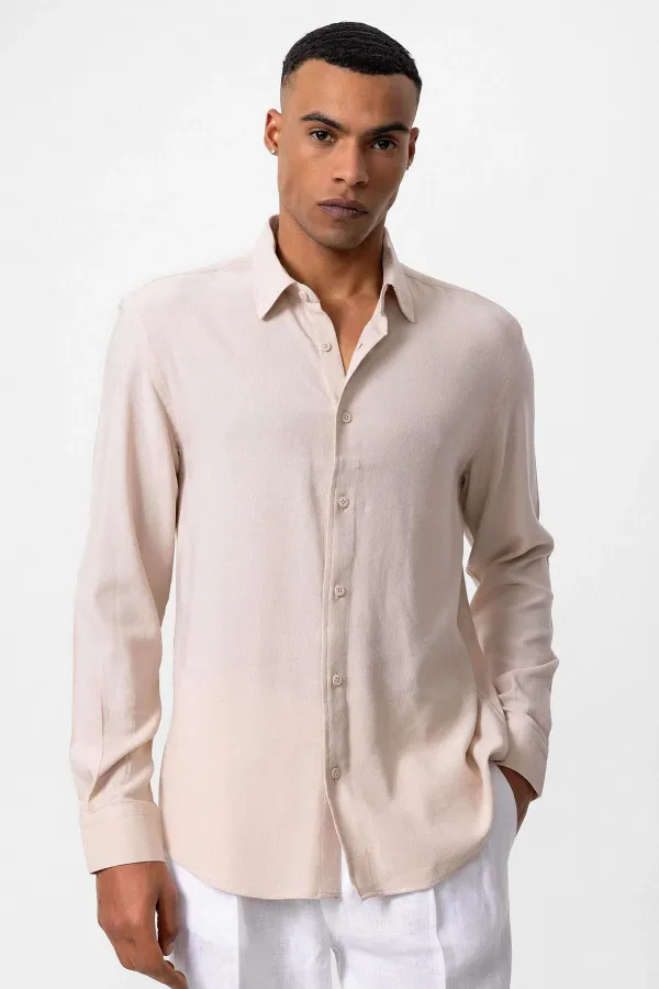 Antioch Beige Long-Sleeved Men's Shirt
