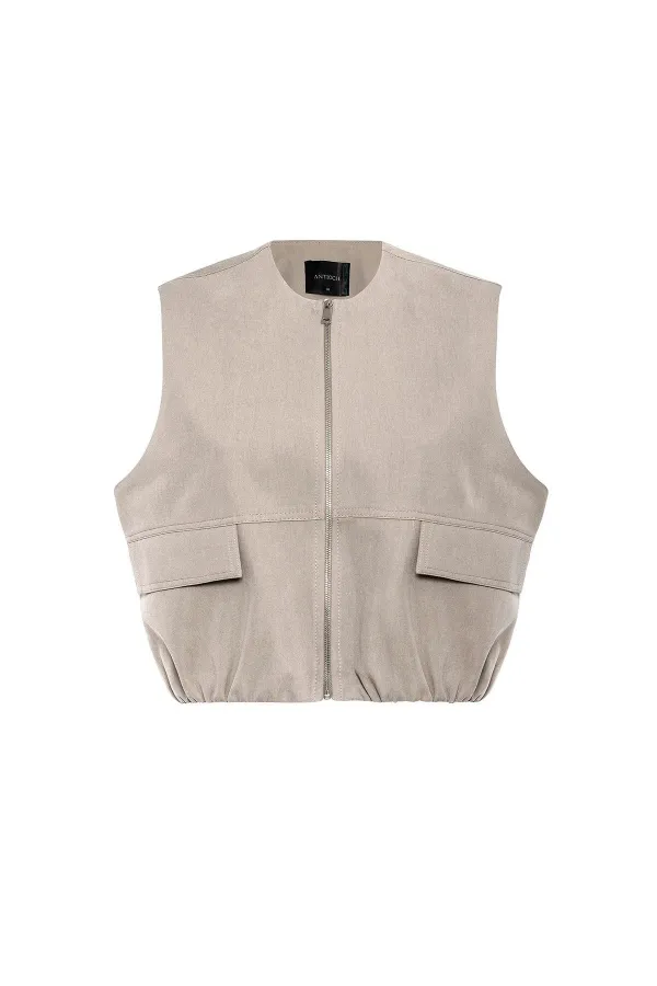 Antioch Bej Oversize Kadın Yelek