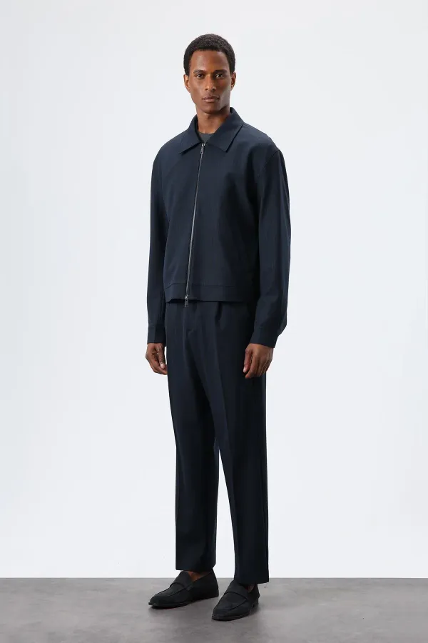 Antioch Lacivert Çizgili Mevsimlik Erkek Mont