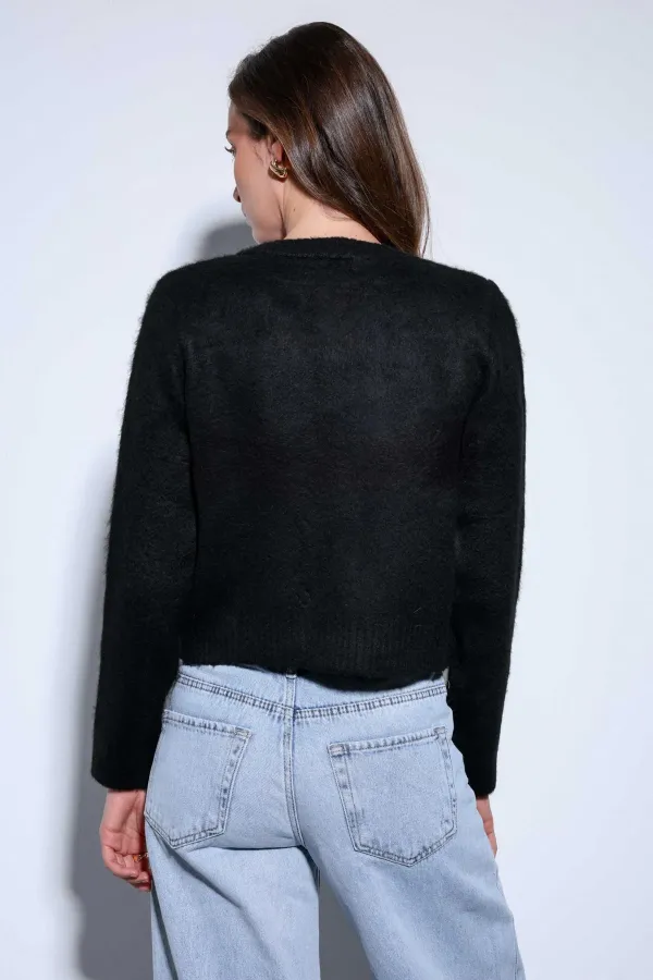 Antioch Black Soft Textured Women's Cardigan