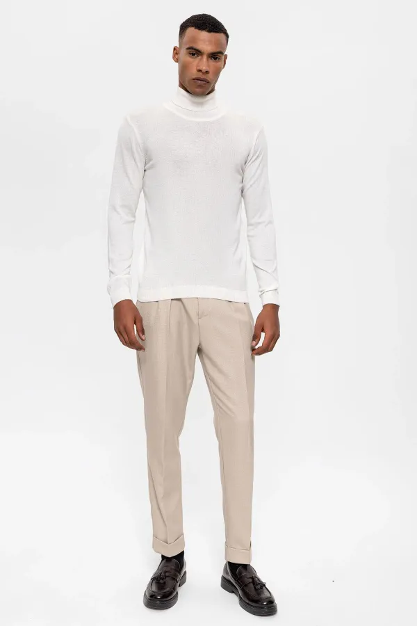 Pull à col roulé Antioch Ecru pour homme