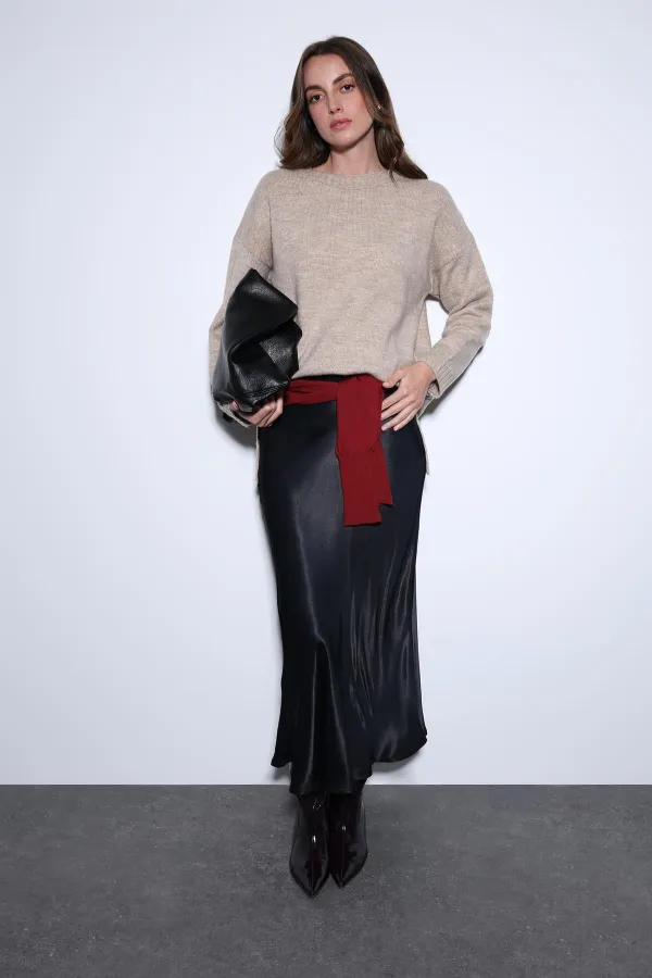 Pull Antioch beige pour femme avec détail fendu