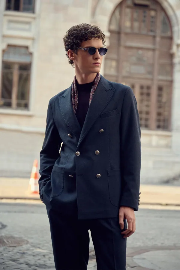 Veste blazer homme Antioch bleu marine non doublée à double boutonnage