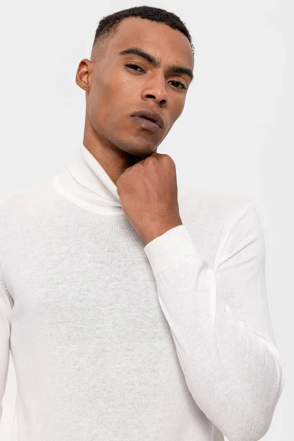 Pull à col roulé Antioch Ecru pour homme