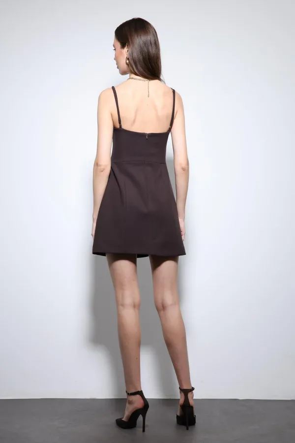 Antioch Kahve Askılı Elbise