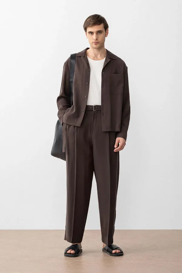 Antioch Coffee Relax Fit Modal Fabric Men's Shirt