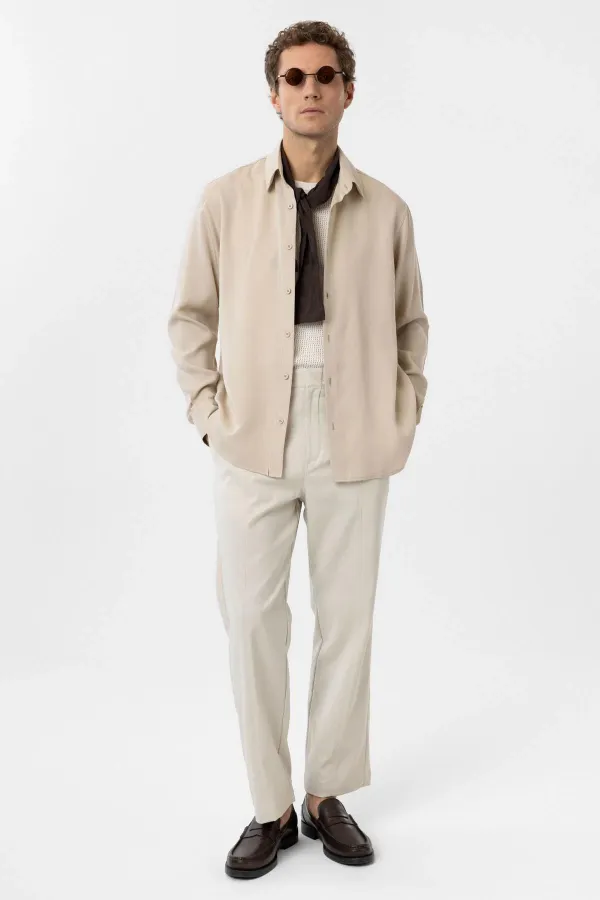 Antioch Bej Relax Fit Liyosel Kumaş Erkek Gömlek