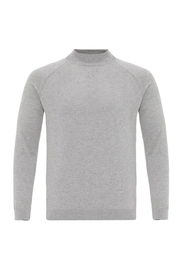 Pull en maille pour homme Antioch Grey Melange à col roulé semi-roulé