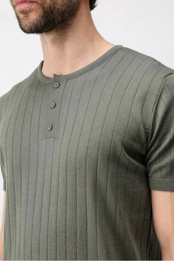 T-shirt en maille texturée kaki Antioch pour homme