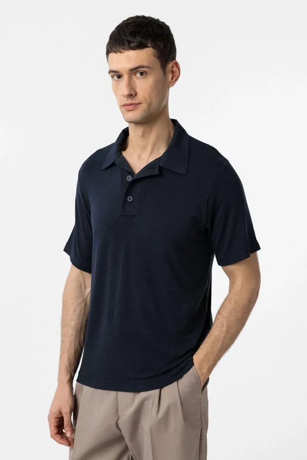 Antioch Navy Regular Fit Polo Collar Men's T-Shirt