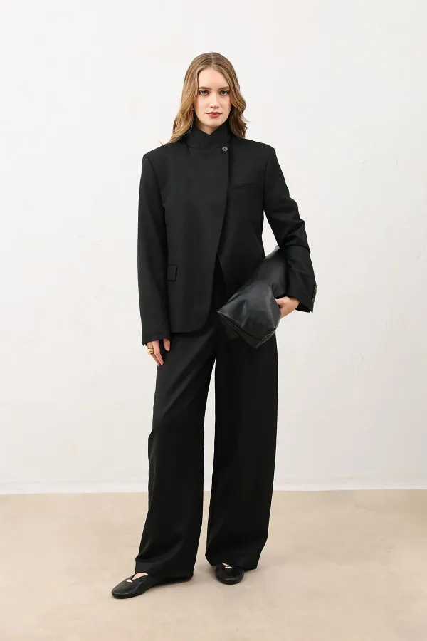 Antioch Siyah Dik Yaka Kadın Blazer Ceket