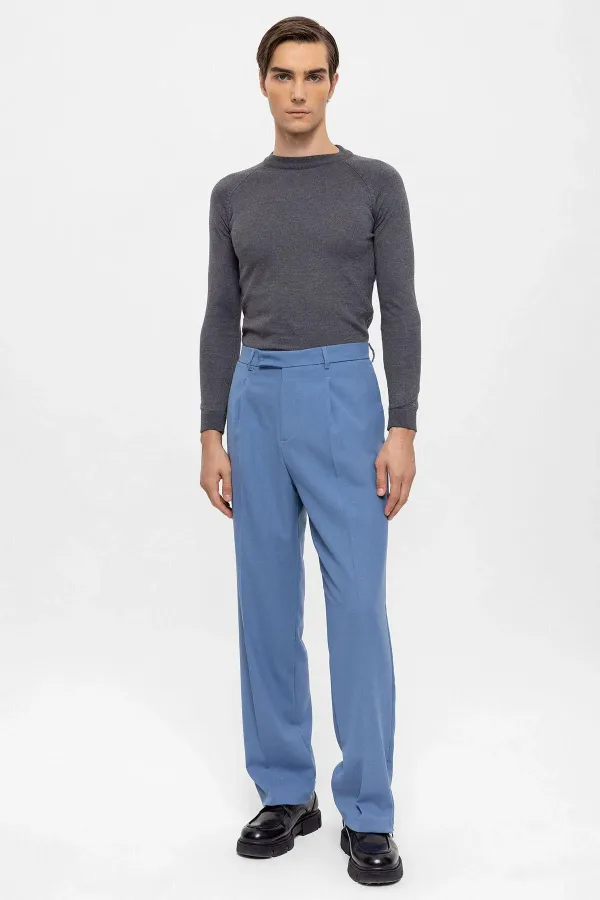 Antioch Blue High-Waisted Zip-Up Men's Trousers