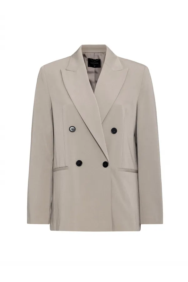 Antioch Bej Regular Fit Kruvaze Kadın Blazer Ceket