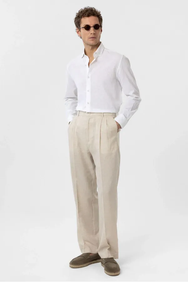 Antioch White Linen Blend Men's Shirt